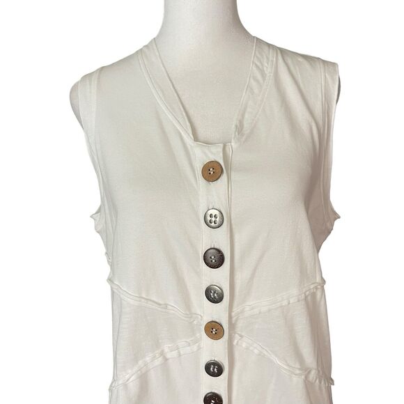Soft Surroundings PM Petite Medium Tunic Top Sleeveless Big Button Front Blouse - Picture 3 of 8